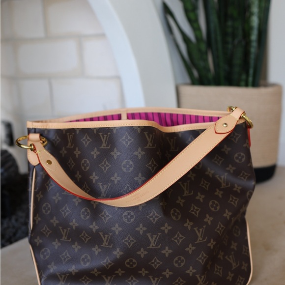 Brown Monogram Shoulder Bag with Tan Trim - Picture 5 of 11